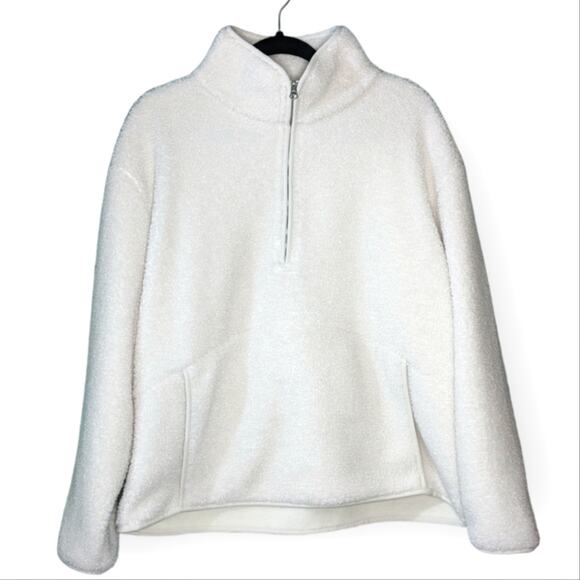 Bailey 44 Women's Sherpa White Zip Teddy Fleece Pullover Sweater XL - Picture 1 of 7